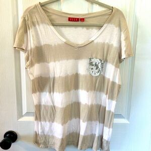 ELLE striped t shirt with silver sequin pocket.